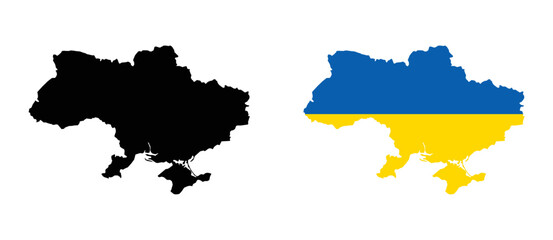 Fototapeta premium Ukraine Map. Map of Ukraine with national Flag