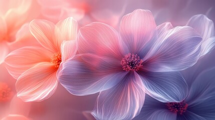 Dreamlike Pastel Magnolia Flowers Soft, Artistic Floral Background Image.