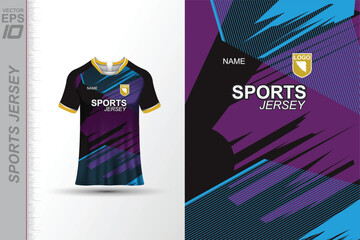 Modern ready-to-print jersey design with dynamic lines and vibrant colors. Perfect for football, basketball, cycling, or sportswear. High-quality, customizable vector file for instant printing. © Noisd