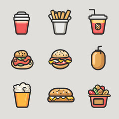 2D Food Line Icons