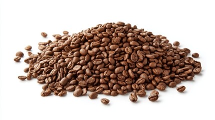 Coffee with milk with roasted beans and ground beans. 