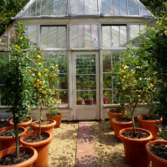 Orangery conservatory of lemon trees