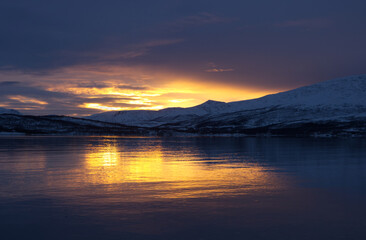 Winter sunset in Tromso, Norway