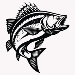 Naklejka premium Bold Black and White Fish silhouette 