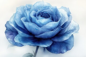 Stunning Watercolor Painting of a Blue Rose Elegant Floral Art Print for Home Decor and Design