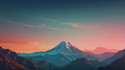 Fototapeta premium Stunning Snow-Capped Mountain with Colorful Gradient Sky
