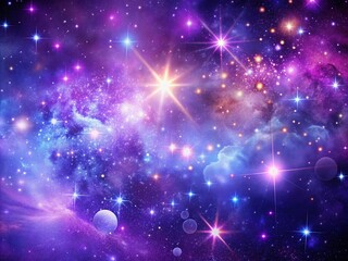Obraz premium Stunning Purple Cosmic Nebula with Glittering Stars in a Dreamy Bokeh Effect, Perfect for Space-Themed Projects and Astronomical Artwork