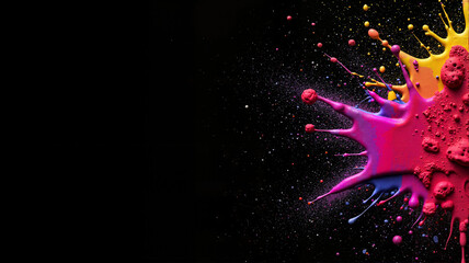 Bright Holi powder explosion on a black background