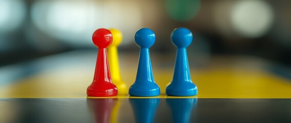 Colorful Pins on "Follow the King" Game Board. AI generated illustration