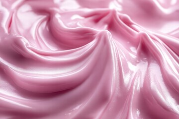 Obraz premium Cosmetic cream texture, pink backdrop, smooth, velvety, soft focus, blurred edges