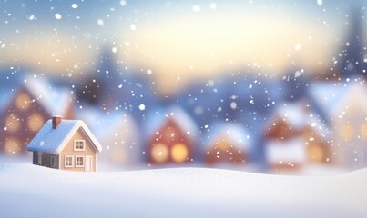 Fototapeta premium Snowy Village at Dusk