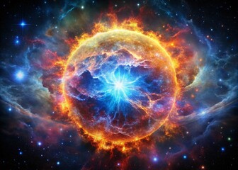 Stunning Supernova Explosion in Space: A Massive Star's Nebula Shell Shedding After Its Death Captured in Vivid Colors and Cosmic Beauty