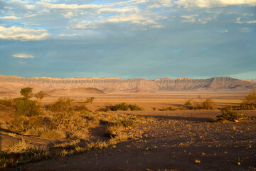 Desert views at dusk during a guided trek in Sossusvlei, Namibia
