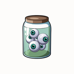 A flat style icon of eyeball jar Isolated vector illustration