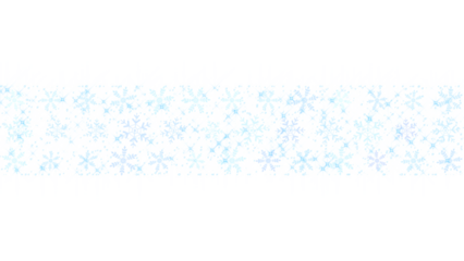 winter snowflakes and glitter shiny stars border pattern isolated on transparent background, png christmas holiday and new year design element	