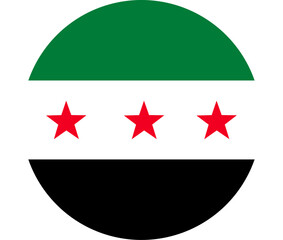 Syria flag button Syrian new flag button vector with three red star. Simple round emblem for political, protest or national themes.	 useful for apps and web icons