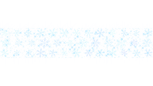 winter snowflakes and glitter shiny stars border pattern isolated on transparent background, png christmas holiday and new year design element	