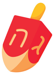 Obraz premium Red Dreidel Illustration Isolated on White Background. Traditional Hanukkah Spinning Top with Hebrew Letters, Perfect for Jewish Holiday Celebrations, Festivals, and Cultural Artwork