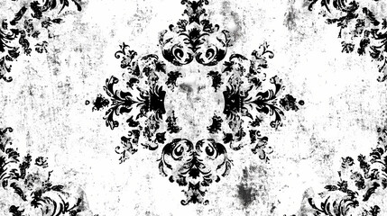 Seamless black and white vintage pattern featuring an aged texture suitable for background design and textile applications. Timeless. Illustration