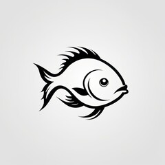 Fototapeta premium Black and white illustration of a fish with fins.