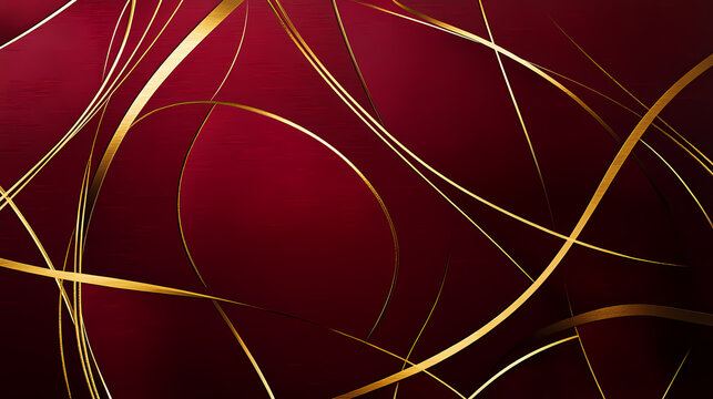 Modern invitation background featuring thin, interwoven lines in rich burgundy and matte gold, creating a luxurious and timeless feel. Timeless. Illustration