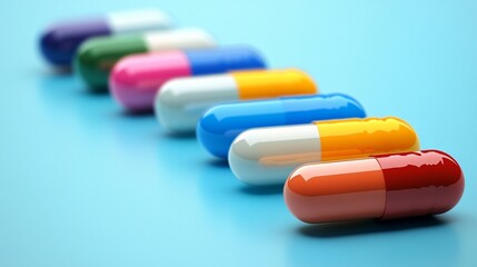 Vibrant and Colorful Antibiotic Medicine Tablets Suitable for Various Health Care Needs