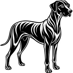 Rhodesian ridgeback dog black silhouette vector with white background