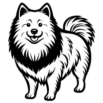 recommend clip art: Samoyed dog black silhouette vector with white background