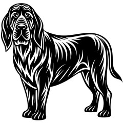 bloodhound dog black silhouette vector with white background