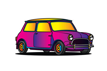 Racing retro car. Original vector illustration in vintage style.