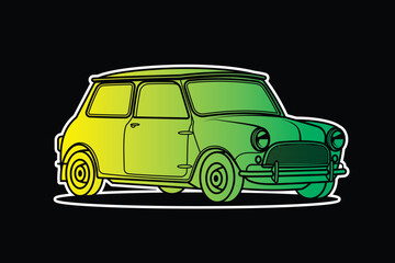 Racing retro car. Original vector illustration in vintage style.