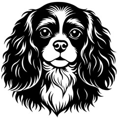 cavalier king charles spaniel dog black silhouette vector with white background