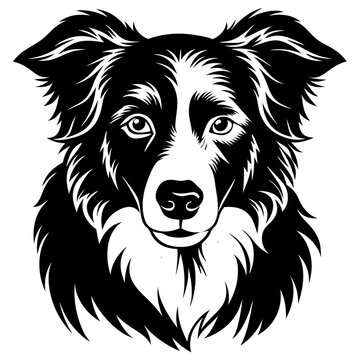 recommend clip art: border collie dog black silhouette vector with white background