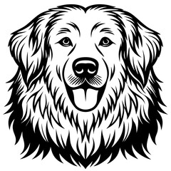 great pyrenees dog black silhouette vector with white background