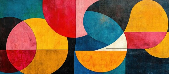 Fototapeta premium Abstract geometric art with vibrant colors and textured surfaces.