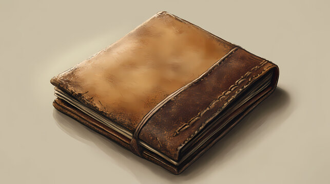 An old, worn brown leather wallet, showcasing its rustic charm and timeless appeal. Timeless. Illustration