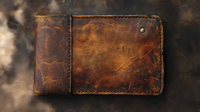 An old, worn brown leather wallet, showcasing its rustic charm and timeless appeal. Timeless. Illustration