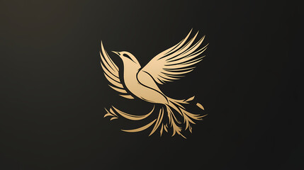 Charming vintage style nightingale logo design with elegant. Timeless. Illustration