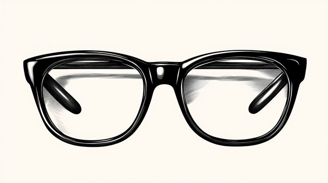 Classic black eyeglasses, a timeless accessory for any look. Timeless. Illustration