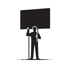 a man holding large empty sign silhouette vector illustration