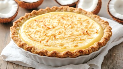 Delicious Coconut Cream Pie Sweet Dessert Homemade Recipe Pastry Baking Food Photography