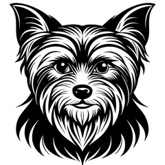 Yorkshire terrier dog black silhouette vector with white background