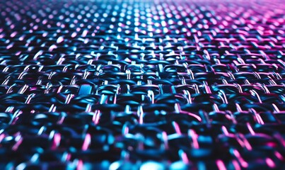 Obraz premium Woven texture with blue and pink lighting.