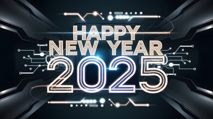 Fototapeta premium mechanical Happy new year 2025 