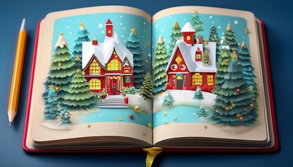 크리스마스 휴가 장면으로 가득 찬 일기