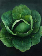 Fototapeta premium Fresh Green Cabbage Isolated on Dark Background