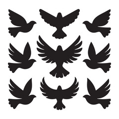 Silhouettes – Birds Birds of Spring Pigeons Flying Silhouettes 4