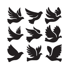 Silhouettes – Birds Birds of Spring Pigeons Flying Silhouettes 4