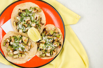Authentic Mexican cuisine tacos with char-grilled chicken