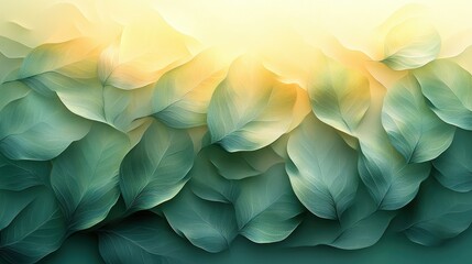 Serene Green Leaf Background Abstract Nature Texture with Soft Light and Shadow for Wellness, Spa, and Eco-Friendly Designs